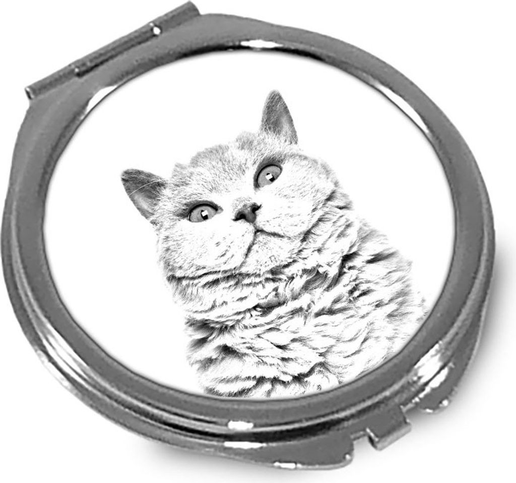 Selkirk Rex Katze Kurzhaar - Taschenspiegel mit Katze, personalisierter Taschenspiegel, kompakter Spiegel mit Art-Dog-Logo