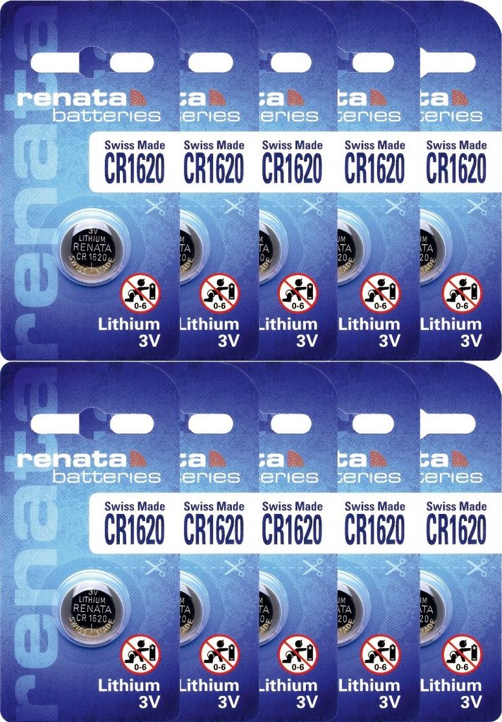 10 x Einzelblister CR1620 RENATA 1620 Lithium 3 Volt Knopfzelle Batterie 3v