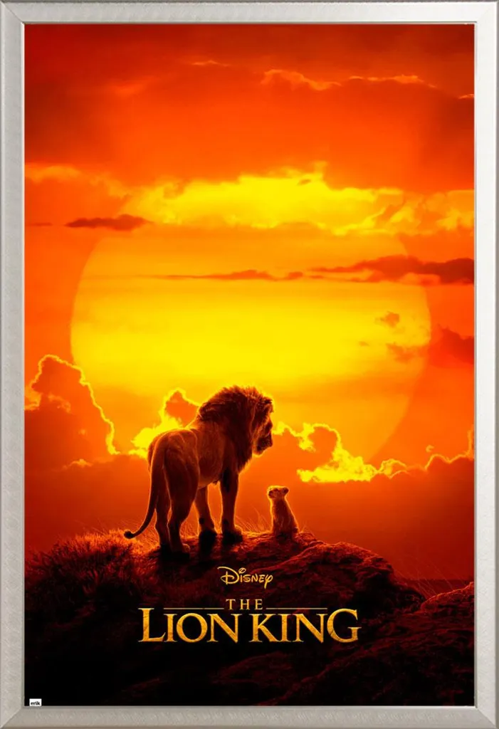 Poster Le Roi Lion prêt à poser avec Cadre Aluminium Argenté Shinsuke