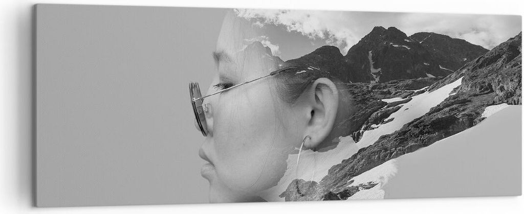 Bild auf Leinwand - Leinwandbild - Einteilig - Frau modern schwarz und weiß - 140x50cm - Wand Bild - Wanddeko - Wandbilder - Leinwanddruck - Bilde...