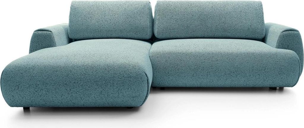 Ecksofa VERNIO Puente 73 Azurblau Ozeanblau Strukturstoff Baumwollanteil Schlafsofa Links