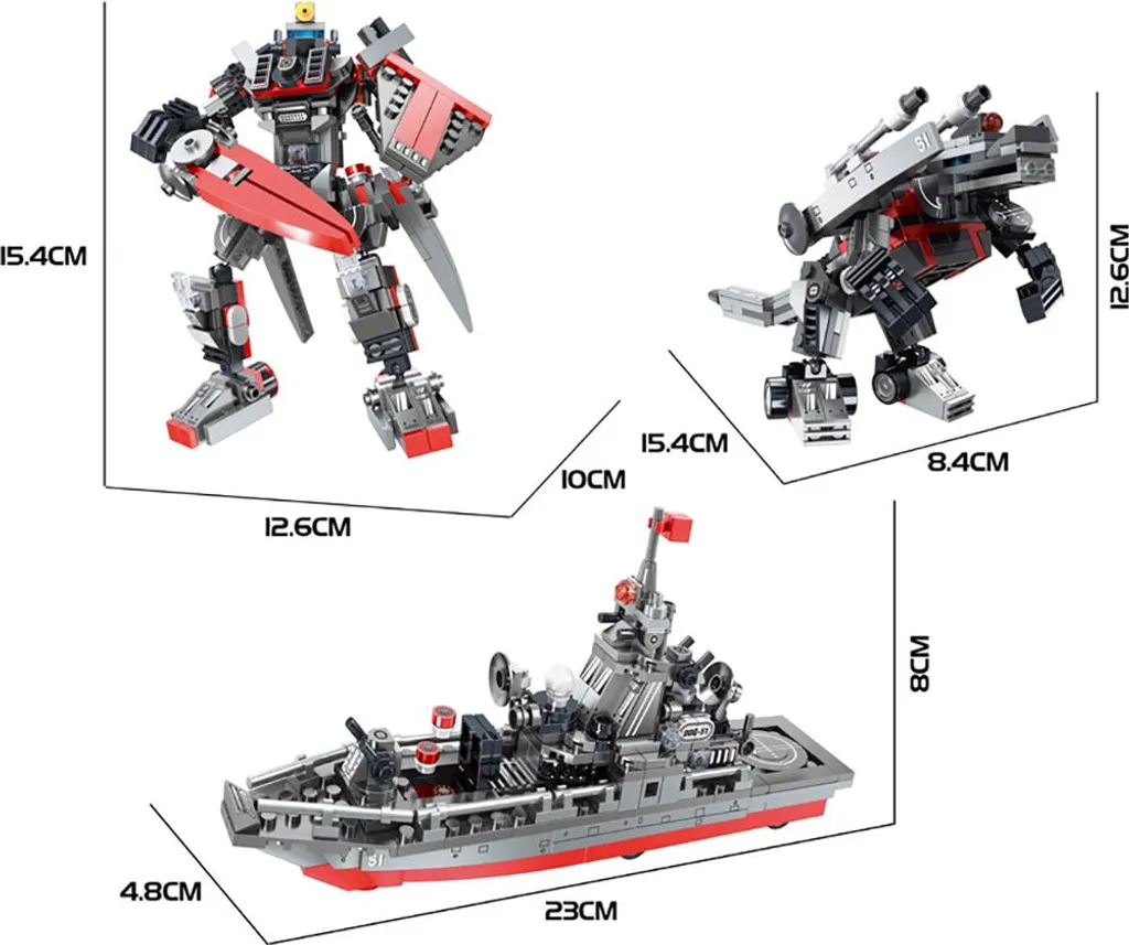 Robot transformable 3 en 1 Avizar 418 pièces en ABS gris de qualité - 2