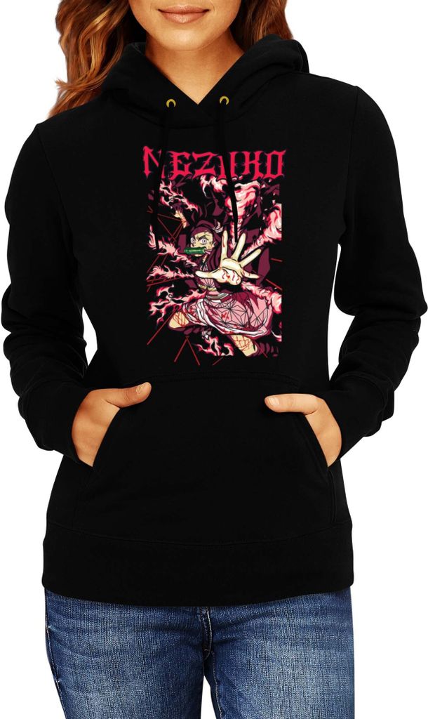 Damen Kapuzenpullover Demon Anime Slayer Kimetsu No Yaiba Nezuko Kamado 13, Lady M / Schwarz