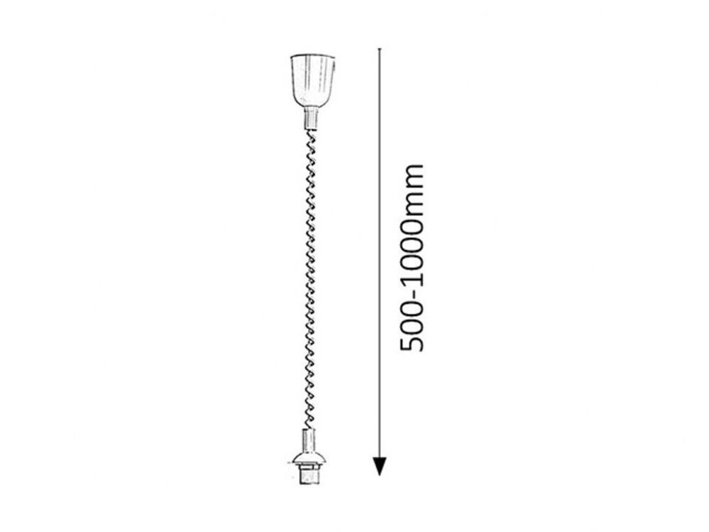 A line drawing of a pendant light cord with measurement indicators.