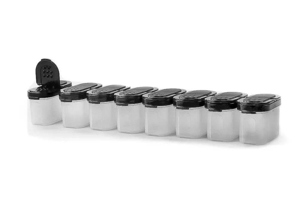 Tupperware Contenitori Spezie 120ml (8) Neri: L'Originale Set Salva-Aroma