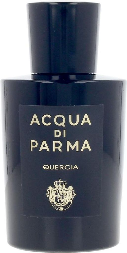 A black bottle of Acqua di Parma Quercia Eau de Parfum.