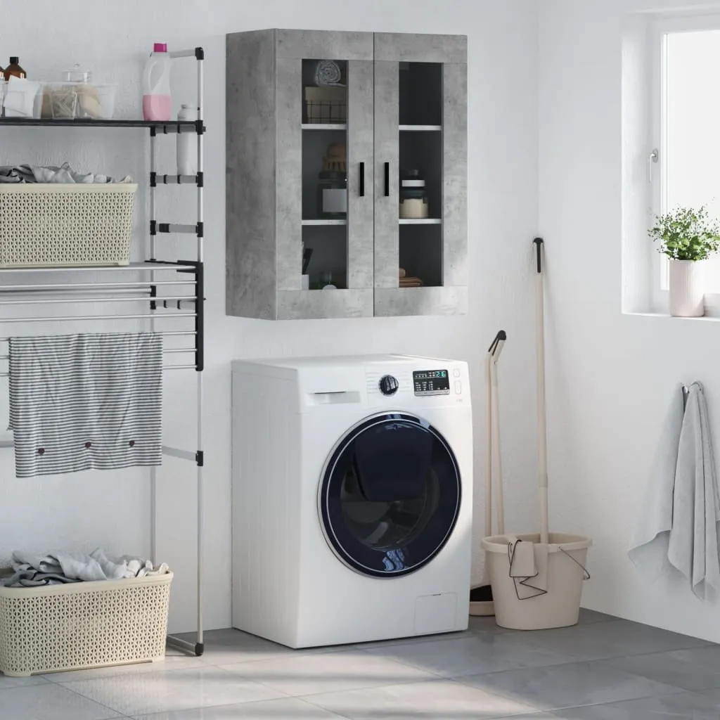 vidaXL Armadio a muro grigio cemento 69,5x34x90 cm