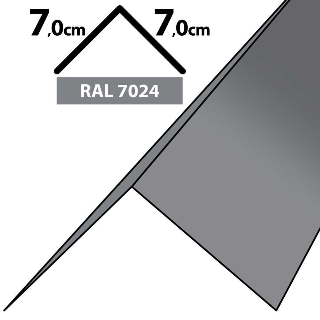 1m Winkelblech Kantblech Kante Blechwinkel pulverbeschichtetes 0,5mm Zuschnitt 14cm RAL-7024 Grau