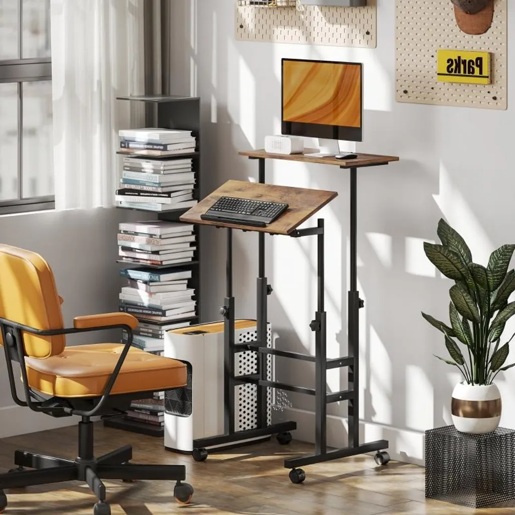 Bureau réglable contre le mal de dos - Table mobile rustique 60x60 cm - 8