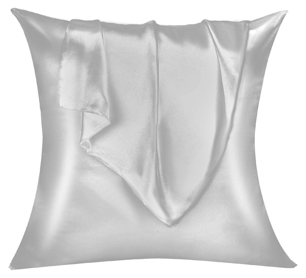 Set mit 2 Satin-Kissenbezügen, 50 x 50 cm, seidig weich, haut- und haarschonend, -, hellgrau