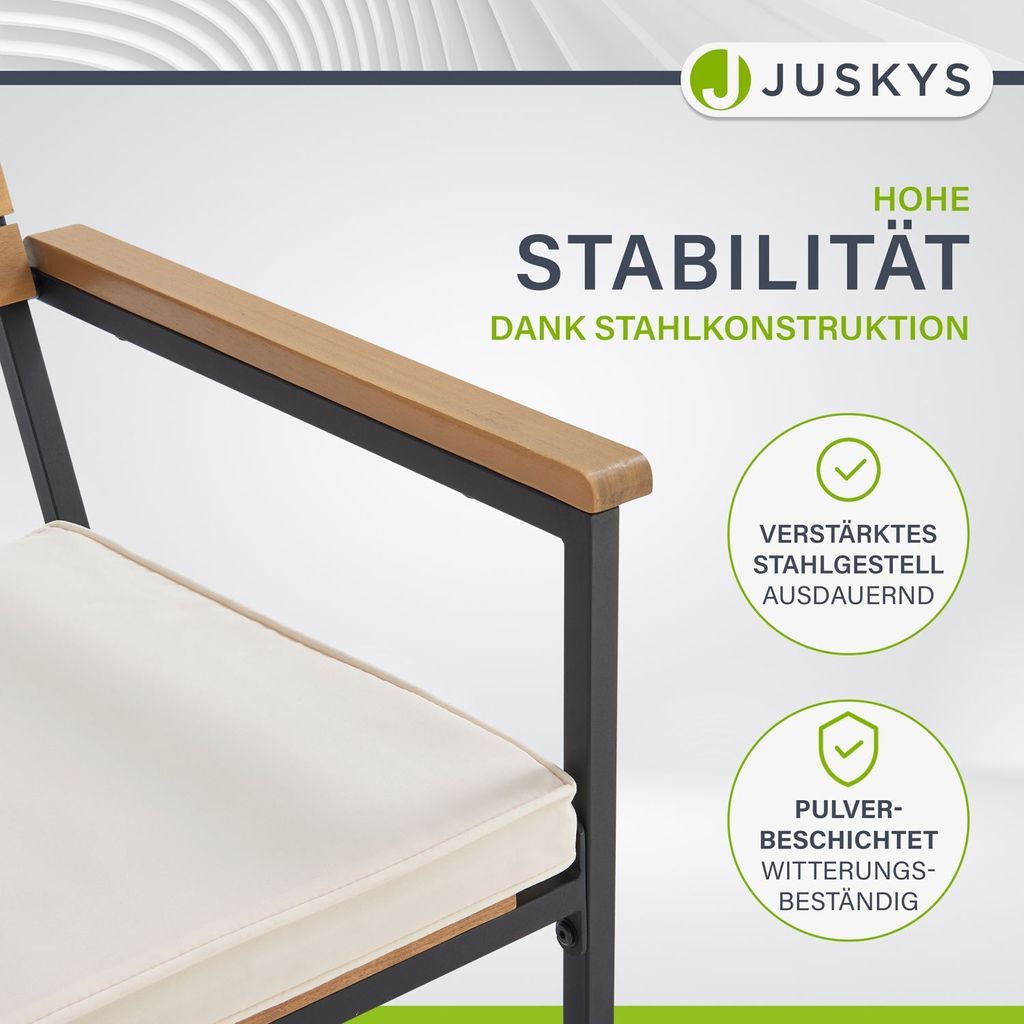 Juskys Akazienholz Gartengarnitur Rhodos - Tisch, 4 Stühle Produktbild 10