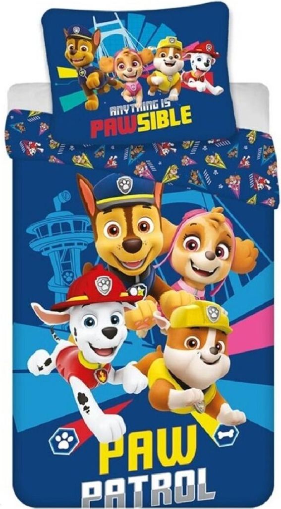 Paw Patrol Pawsible Blue Bettwäsche-Set 140×200cm, 65x65 cm