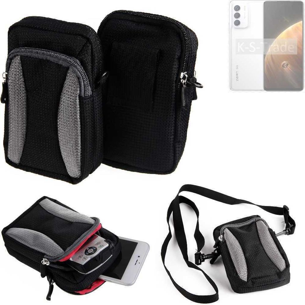 K-S-Trade Holster Schutz Hülle kompatibel mit Infinix Zero 5G 2023 (X6815D) Handy Hülle Gürteltasche Umhängetasche mit Zusatzfach schwarz