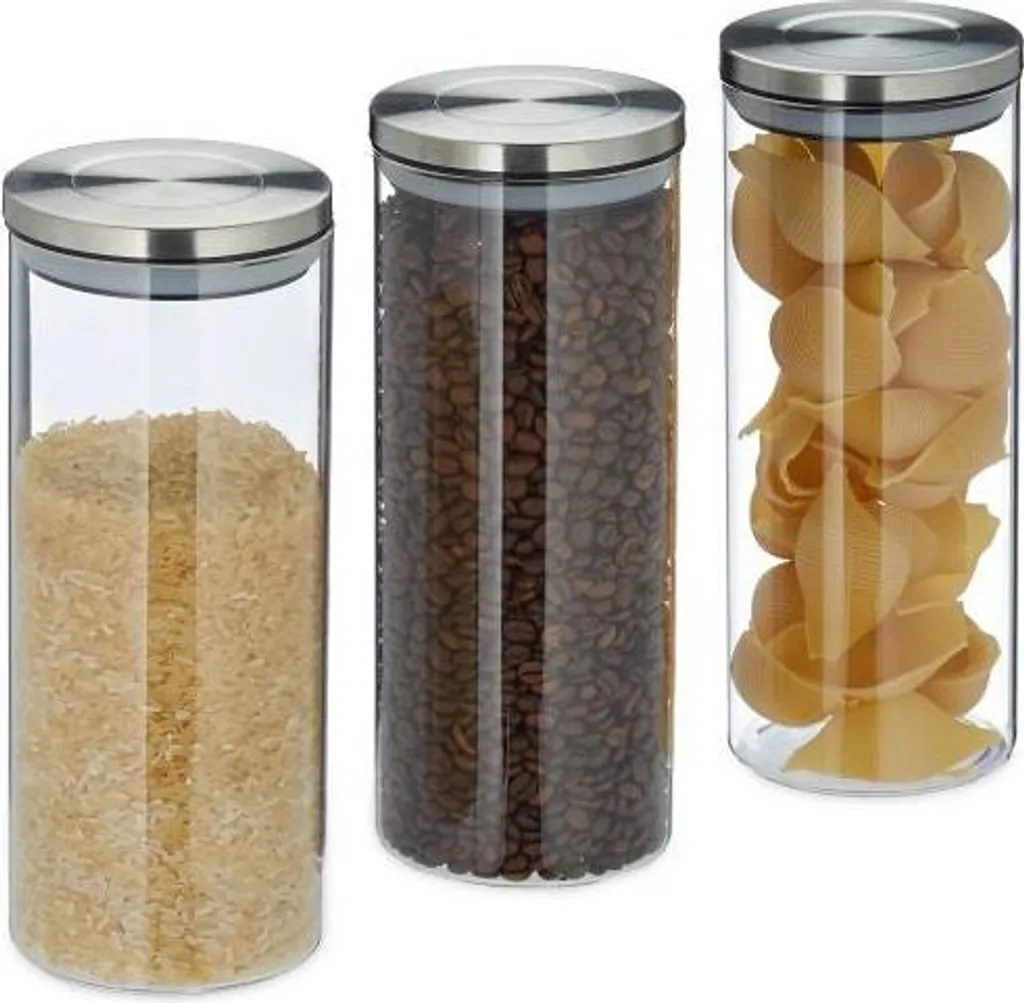 Set 3 Contenitori Vetro 1500ml per Meal Prep e Alimenti Secchi