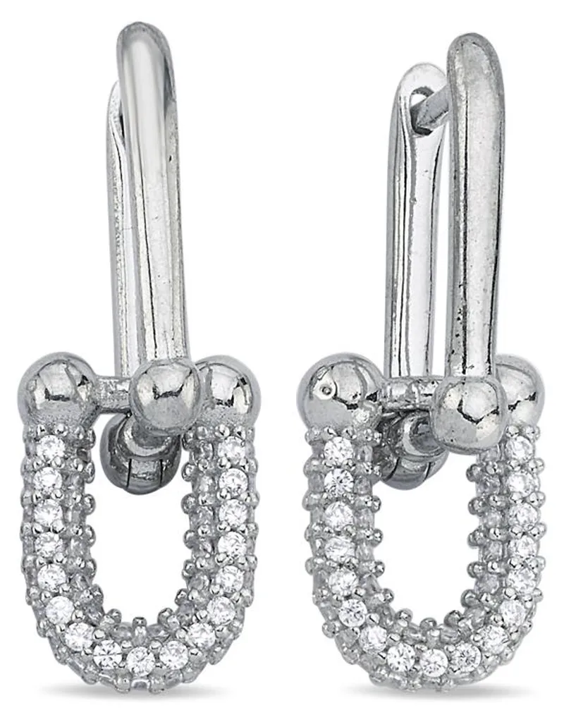 Puces d'oreilles modernes en argent massif 925 et pierres de zircone