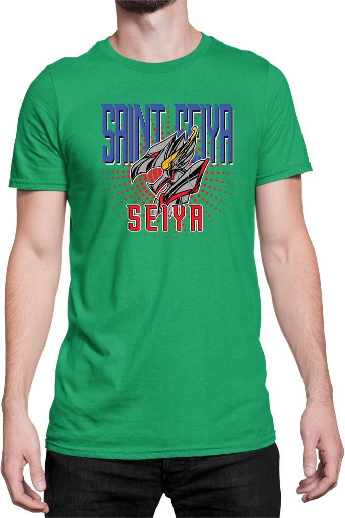 Herren T-Shirt Japan Anime Manga Saint Anime Seiya Logo Seiya Mark, Man L / Grün