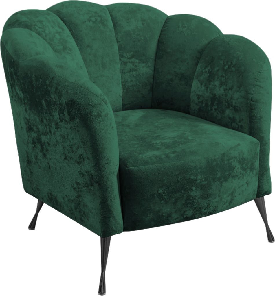 Ravio Cocktailsessel Adria, Stilvoll Muschelsessel, Muschelstuhl, Freizeitsessel für Wohnzimmer, Armlehnstuhl (Eureka 2121 + Schwarze Beine)