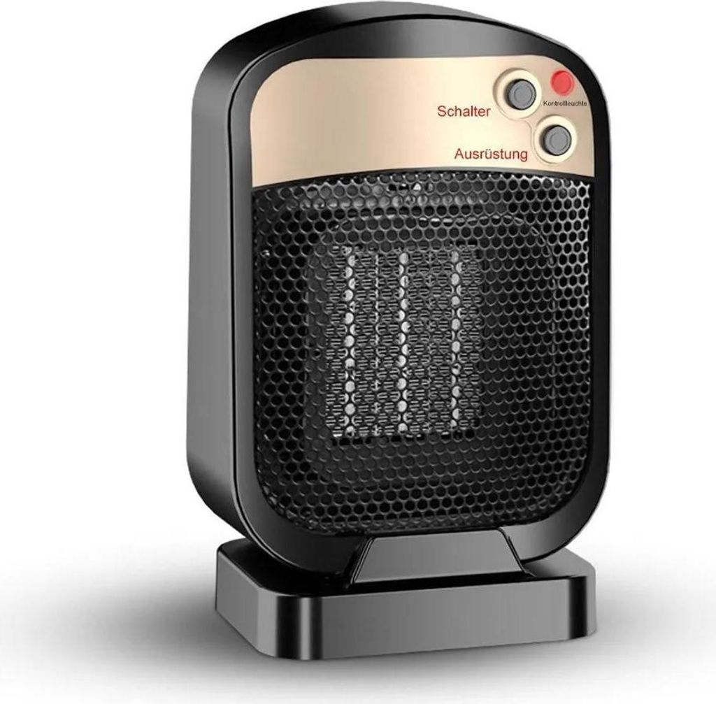 PTC Heizlüfter 1800W Elektrisch, Kippschutz & Überhitzungsschutz, Tisch-Heizung, Leise, Schwarz