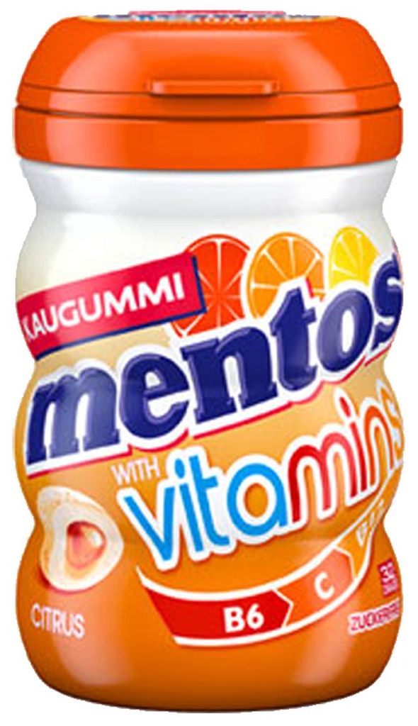 Mentos Kaugummi Vitamins Zitronen Geschmack in toller Curvy Produktbild 