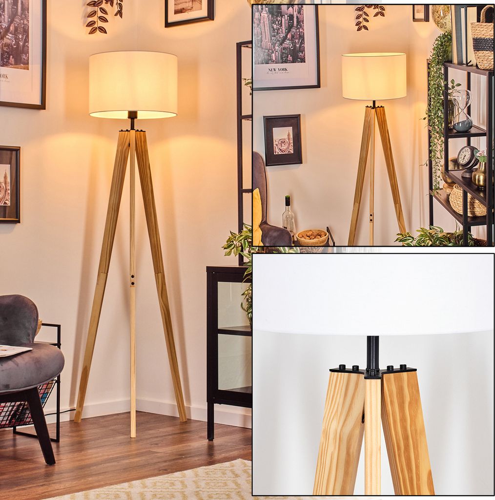 Tubione Stehlampe aus Holz/Metall im skandinavischen Design