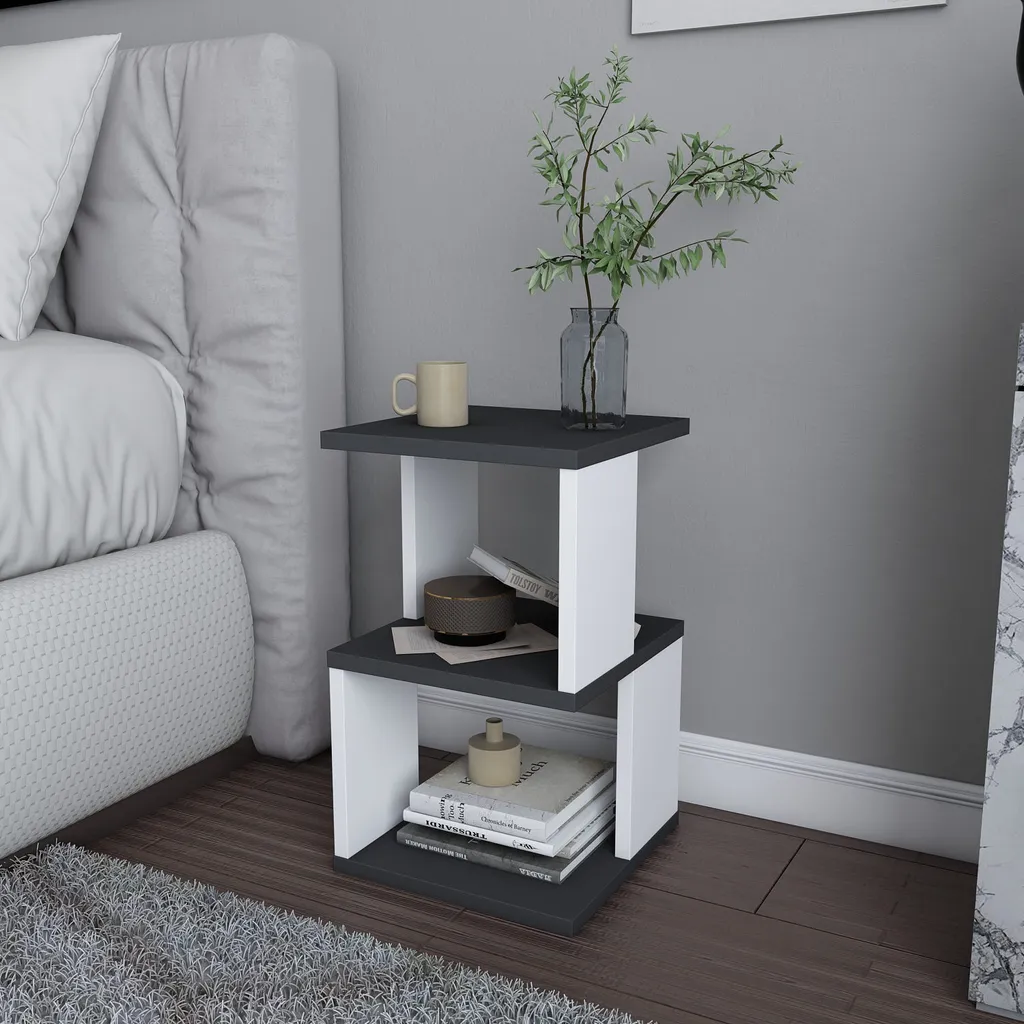 Table de chevet compacte Carter Anthracite, 30cm - Pour petits espaces - 3