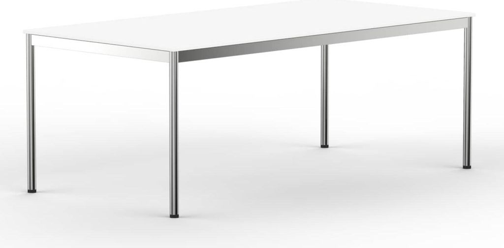 Schreibtisch / Konferenztisch VERSEE VST1 200x90 cm Weiß – höhenverstellbar, stabil