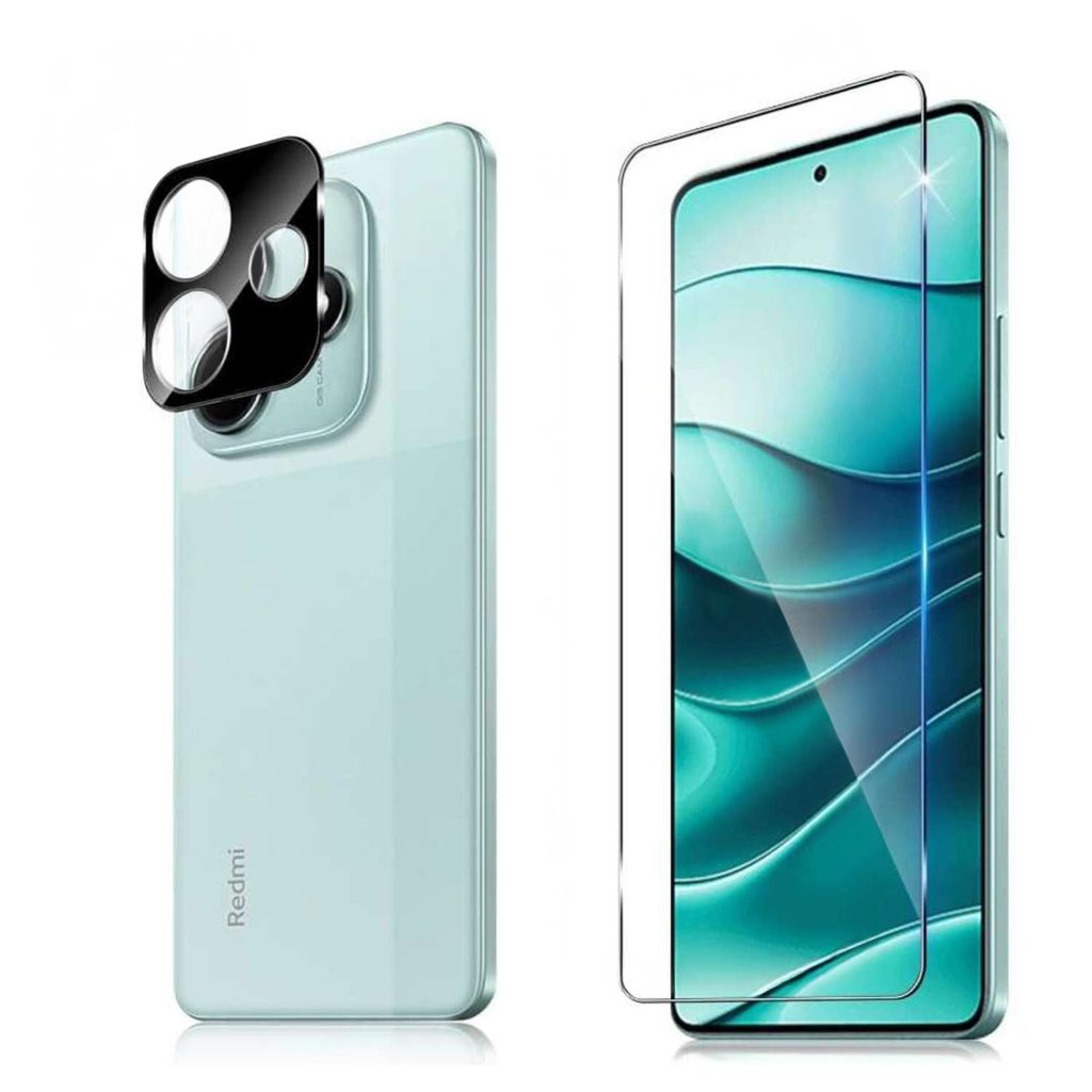 CLM-Tech 2er Set Schutzfolie kompatibel mit Xiaomi Redmi Note 14 5G / 4G - 1X Panzerfolie + 1X Kameraschutz Kameraglas Panzerglas Displayschutz 9H ...