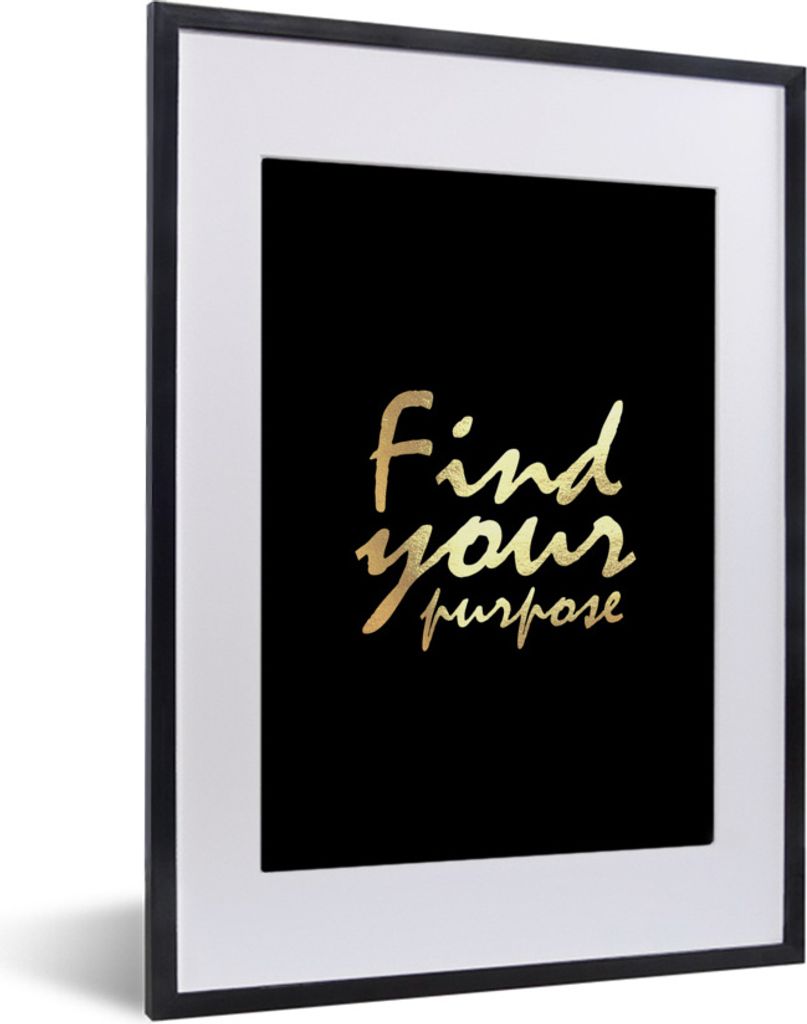 MuchoWow Gerahmtes Poster Zitat - Leben - Gold - Schwarz 30x40 cm - Poster mit Schwarzem Bilderrahmen Wandposter Rahmen Foto Bilder - Wandposter ...