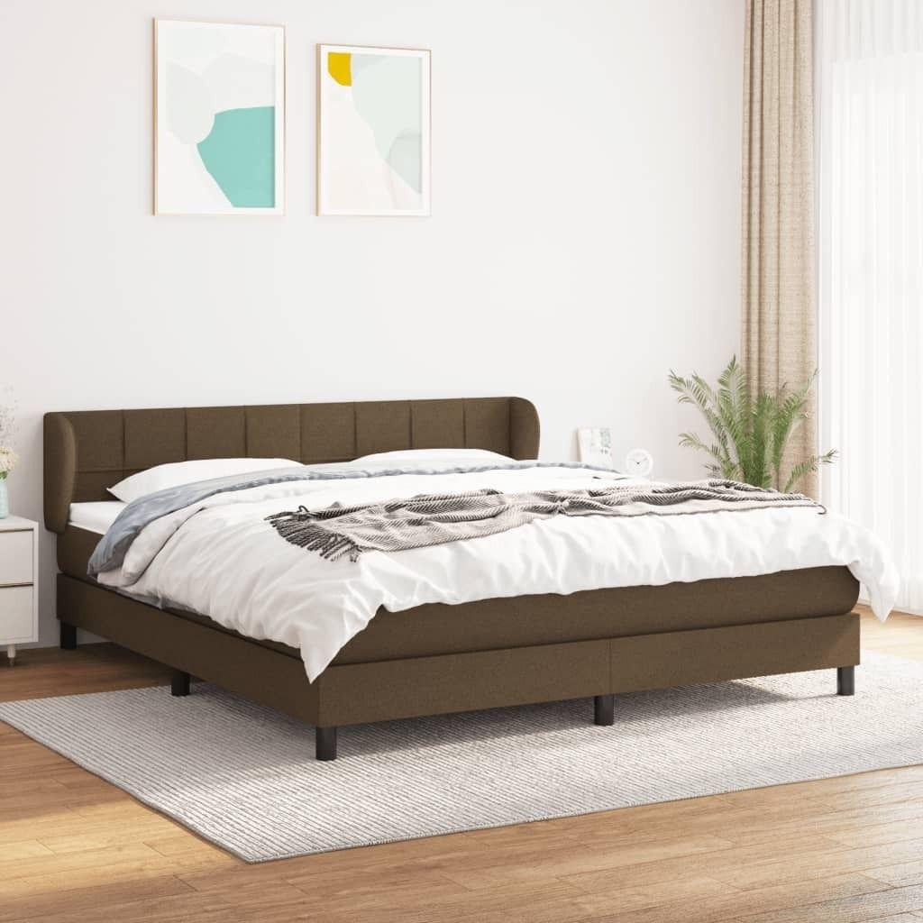 Möbel Boxspringbett mit Matratze Dunkelbraun 180x200 cm Stoff - Klassische Betten 3126264