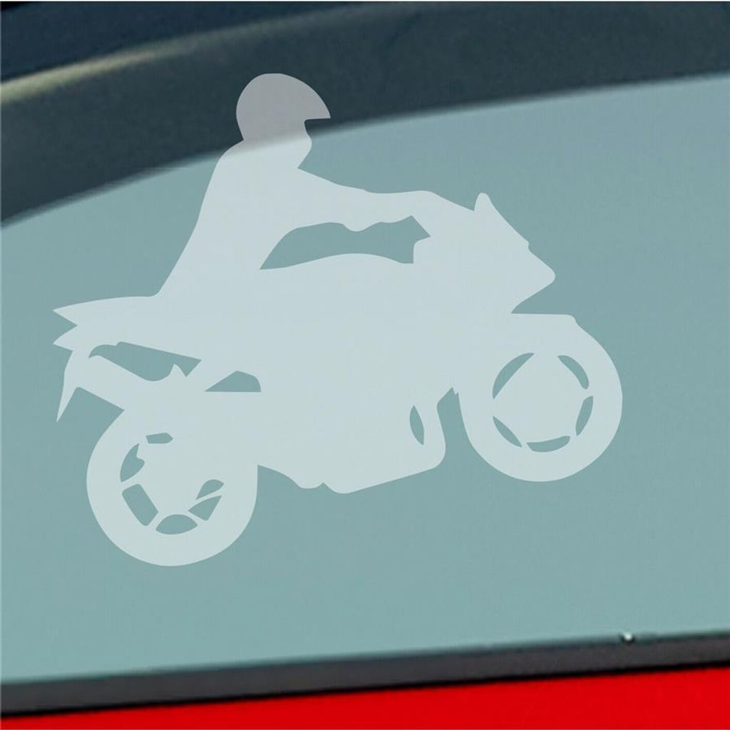 Auto Aufkleber Mopped Bike Moped Motorrad 10x8,5 cm Milchglas Sticker Heckscheibenaufkleber