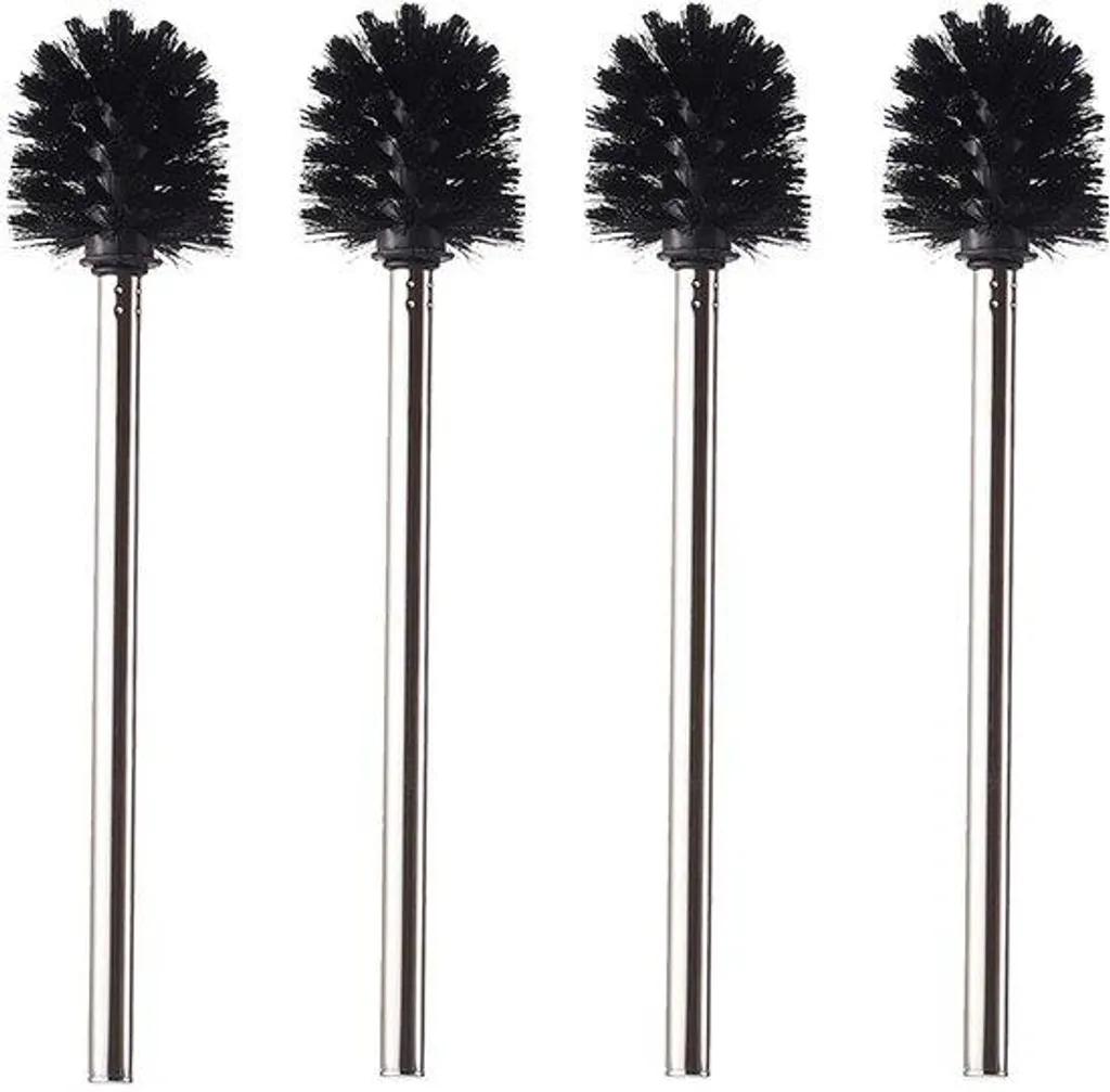 Brosse de toilettes inox noir 4 pièces avec support anti-traces de luxe