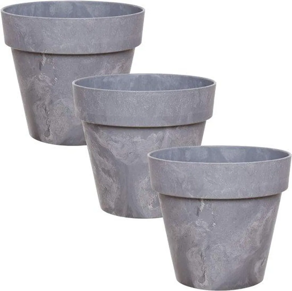 Cache-pot design aspect béton gris anthracite 14 cm en résine durable