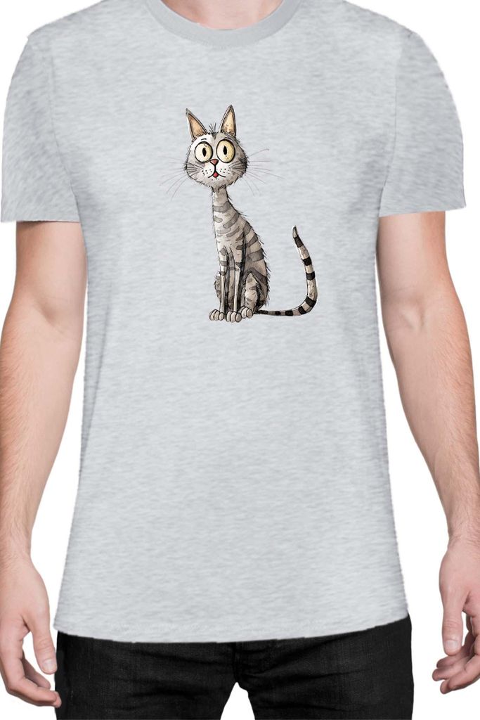 Herren T-Shirt Funny Cats Breeds Egyptian Mau Cat 020, Man S / Grau