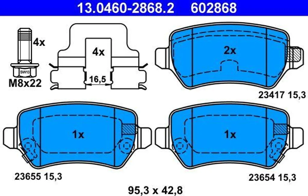 Plaquettes de Frein Haute Performance ATE 13.0460-2868.2 avec Standard OE