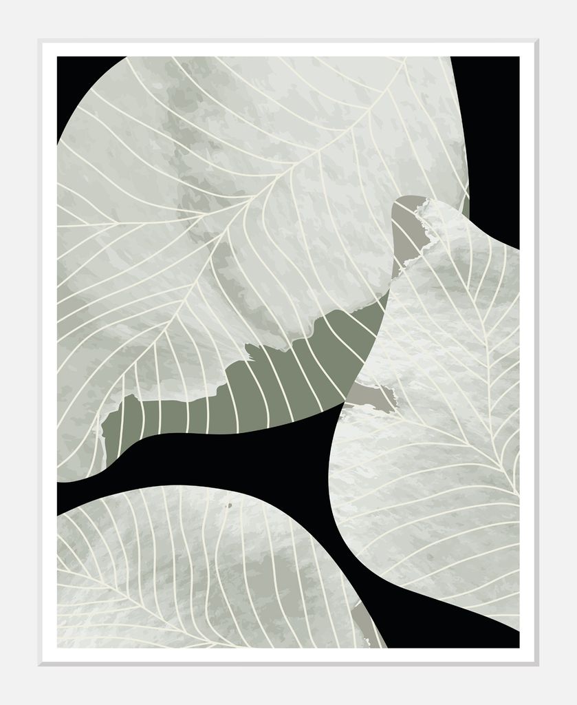 Gerahmter Digitaldruck 30x40cm Eukalyptus Pflanzen Plant Art | Wandbild | Design-Poster | Weißer Holzrahmen | Dekoration