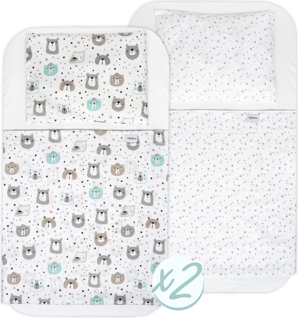 FlyIdeas Next 2 me Spannbettlaken Beistellbett Baby 83x50 cm, 8 STK. - 100% Zertif. Baumwolle - Komplett-Set mit wasserdichte Matratzenschoner