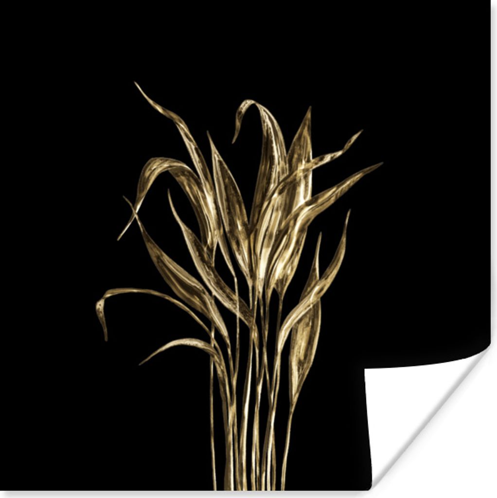MuchoWow Poster Gold - Blatt - Pflanzen 30x30 cm - Wandposter - Printing
