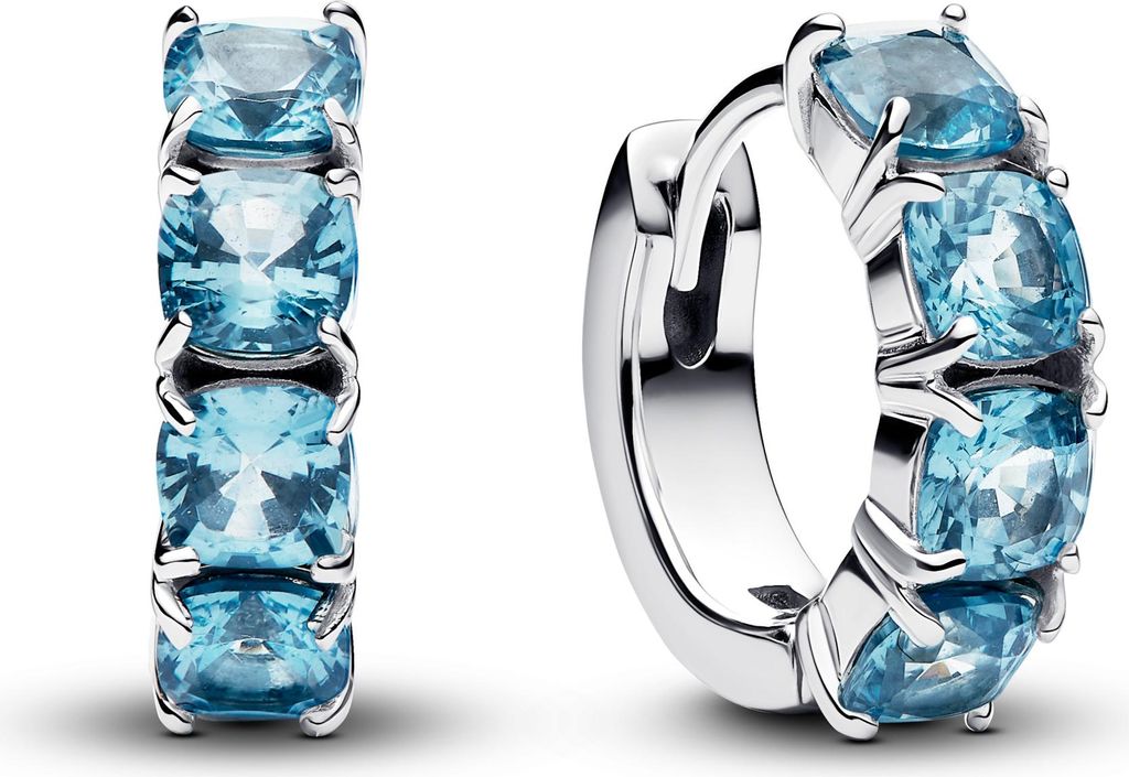 Pandora Damen-Creolen Ohrringe, Hellblau und Silber, Produktbild 