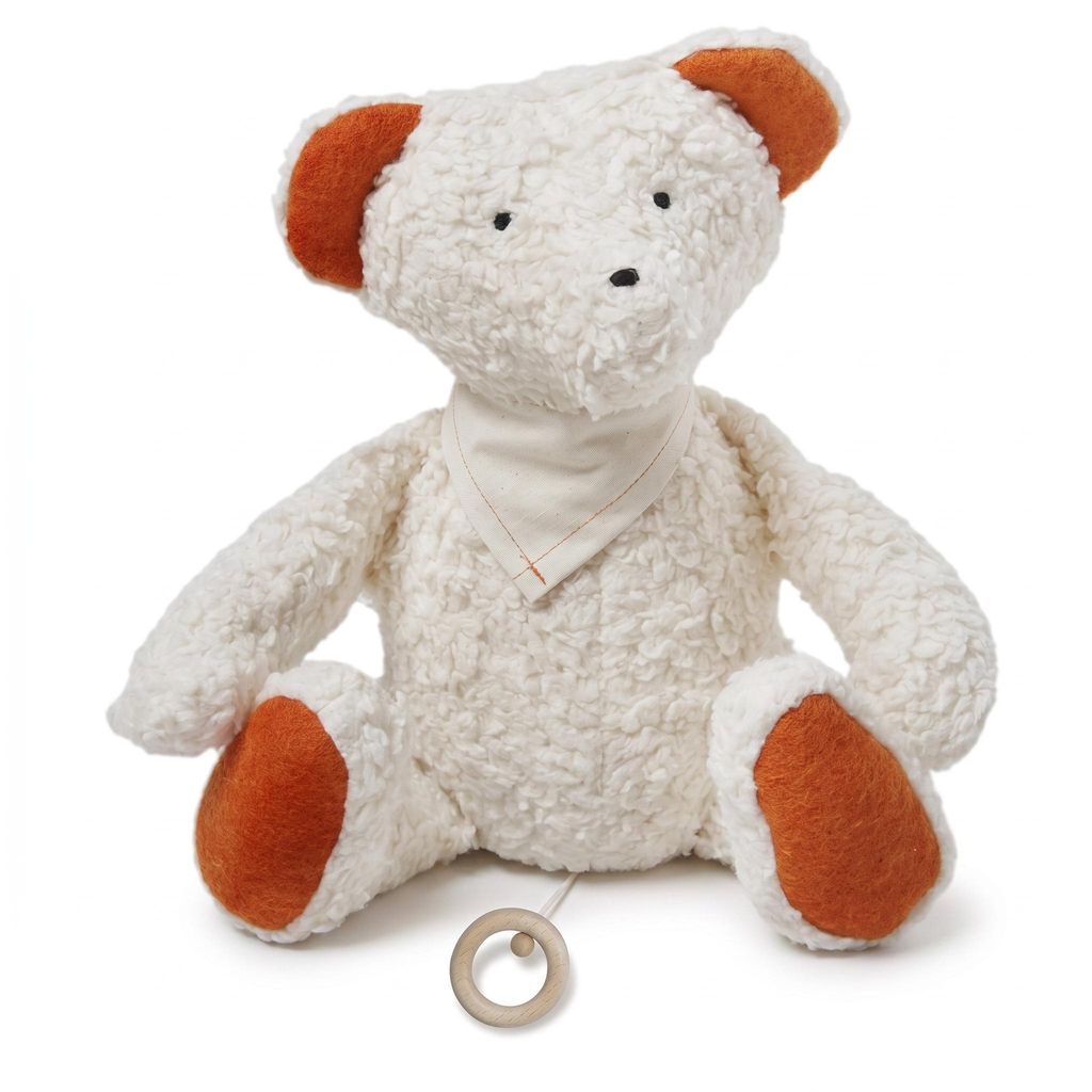 Efie Baby Spieluhr Teddy – Melodie Schuberts Wiegenlied, Kuschelspieluhr aus kbA Baumwolle, Germany