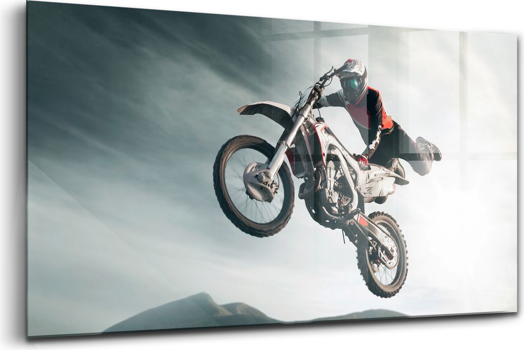 120x60 - Bilder auf glas - Einteilig - Wanddekoration - Glas Bilder - Motorrad im Adrenalin-Stil