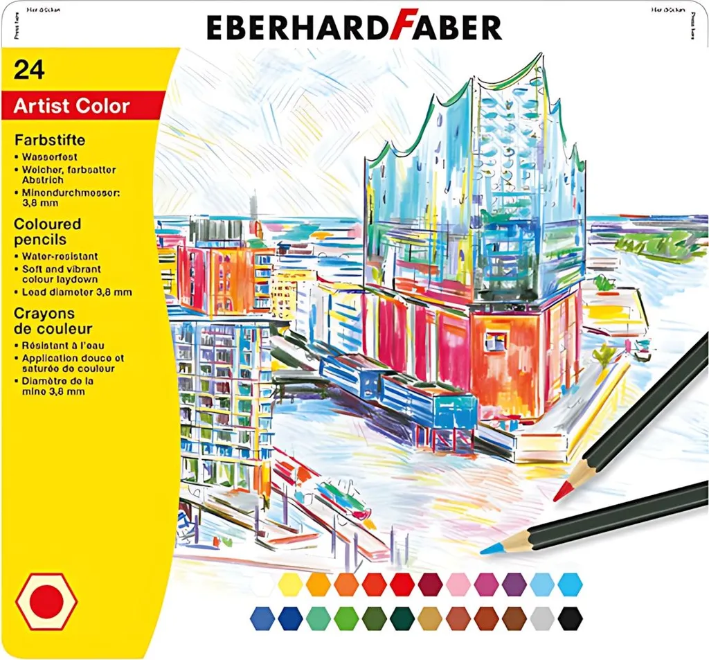 Boîte de 24 crayons de couleur Eberhard Faber pour dessin et coloriage