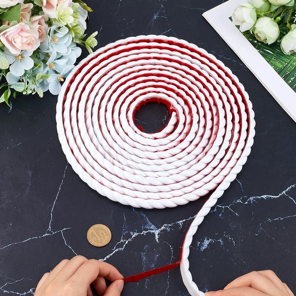 CRASPIRE Flexible Molding Trim 5m x 1cm Abzieh- und Klebe-Selbstklebender Wasserdichter Anstrichbarer Wandspiegel-Eckfliesenrand für Bodenmöbel S...