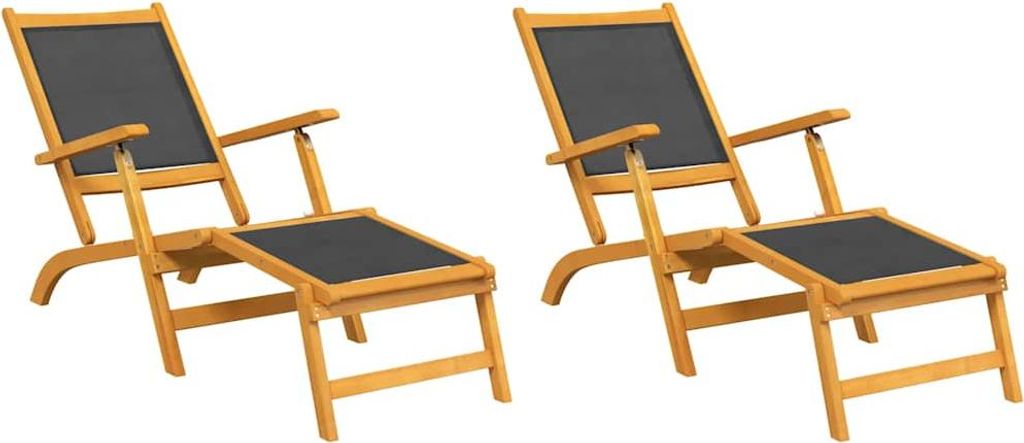 vidaXL Garten-Liegestühle 2 Stk. Massivholz Akazie und Textilene
