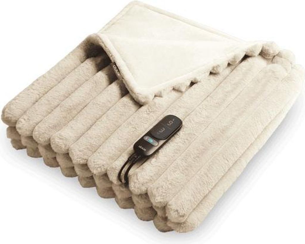 Duux Yentl Striped Electric Heat Blanket 200x200 cm - 9 Einstellungen - Beige