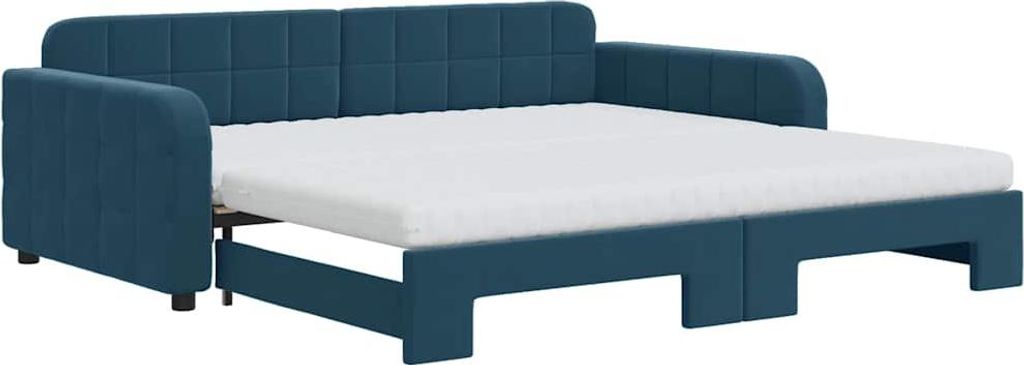 vidaXL Tagesbett Ausziehbar mit Matratzen Blau 100x200 cm Samt