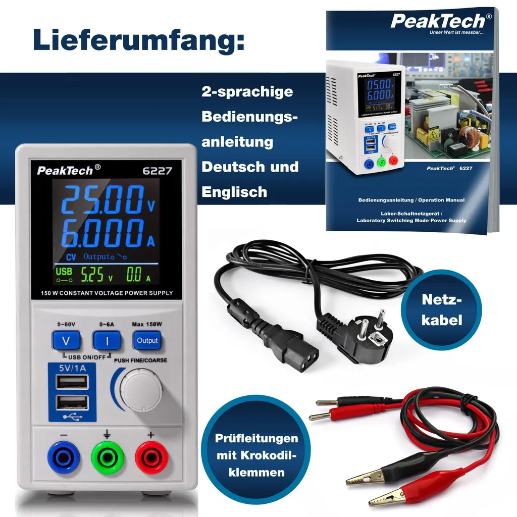 Alimentation stabilisée programmable 60V 6A 360W avec port USB PC - 12
