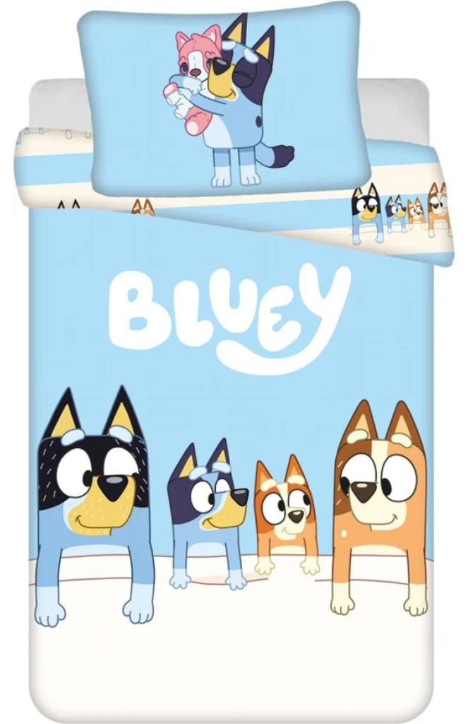 Juego de ropa de cuna Bluey, diseño familiar, 100x135 cm, Imagen del producto 