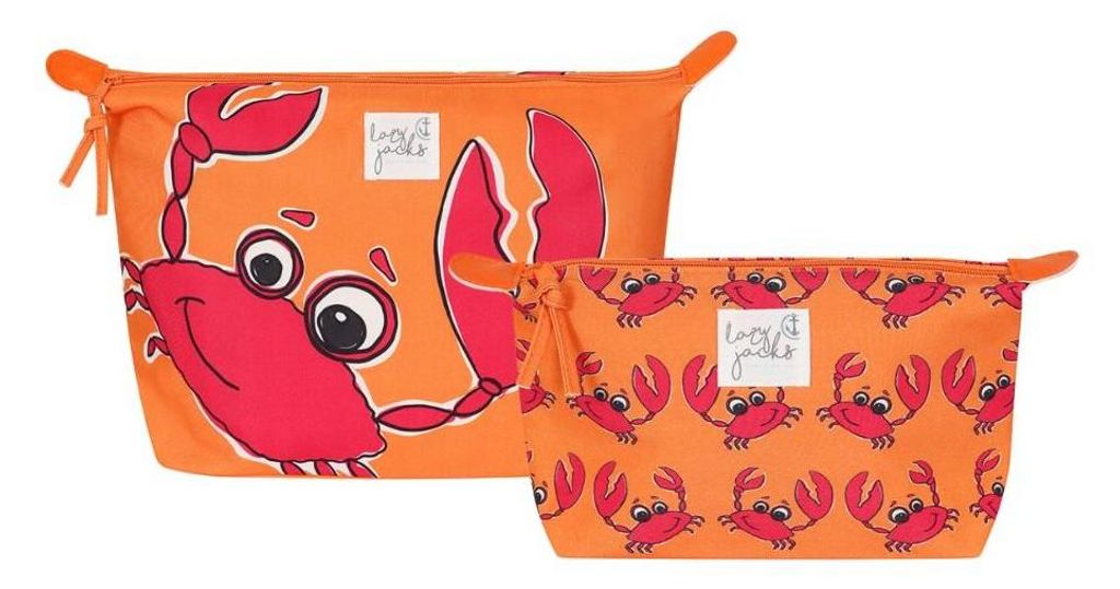 Lazy Jacks - Kosmetikbeutel, Krabbe (2er-Pack) LJ502 (Einheitsgröße) (Orange)