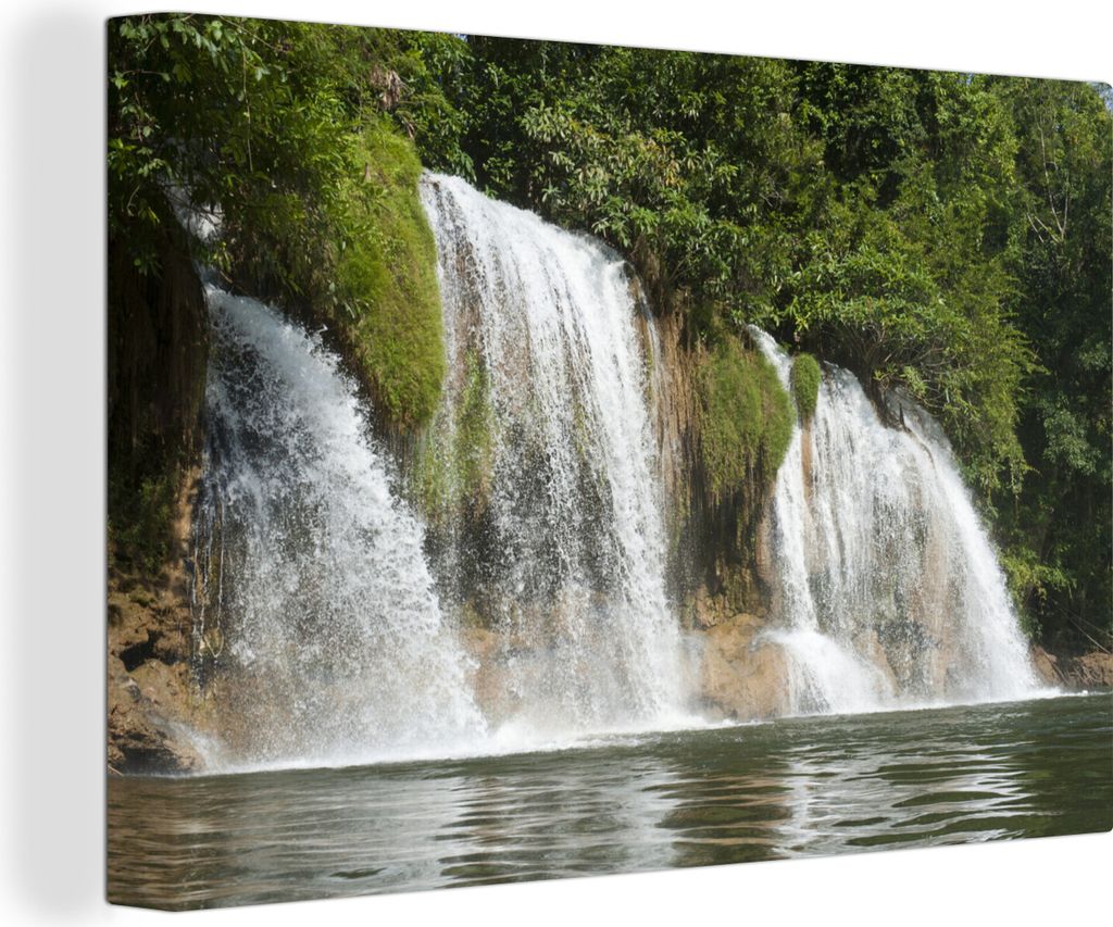 OneMillionCanvasses - Leinwandbilder - 140x90 cm, Wasserfälle im thailändischen Nationalpark Sai Yok, Wandbilder Kunstdruck Wanddekoration - Fo...