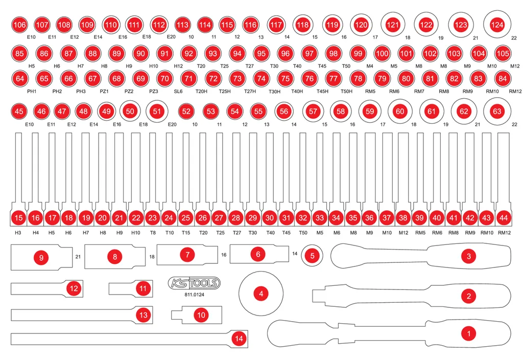 KS TOOLS Inserto in schiuma vuoto per 811.0124 - 811.0124-97